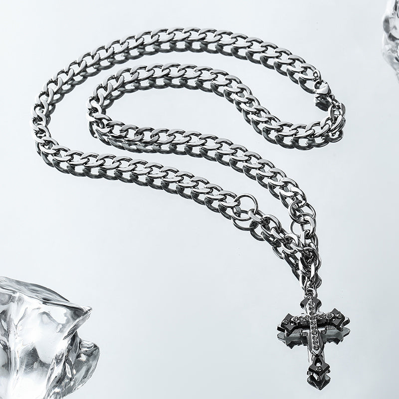 Men's Premium Diamond Cross Pendant Necklace
