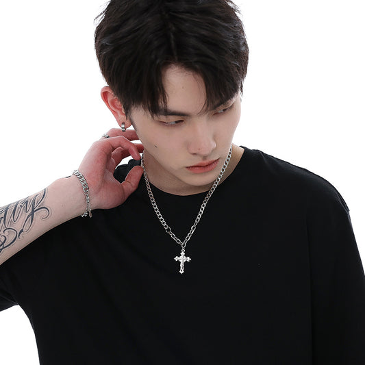 Men's Premium Diamond Cross Pendant Necklace