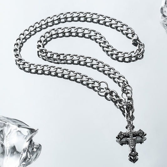 Men's Premium Diamond Cross Pendant Necklace
